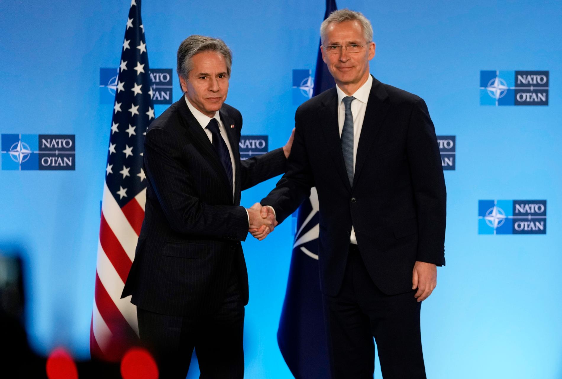 USA:s utrikesminister Antony Blinken  och Natos generalsekreterare Jens Stoltenberg. 