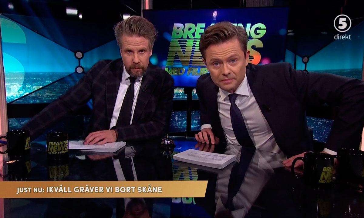 Filip och Fredrik i ’Breaking News’ i Kanal 5. 