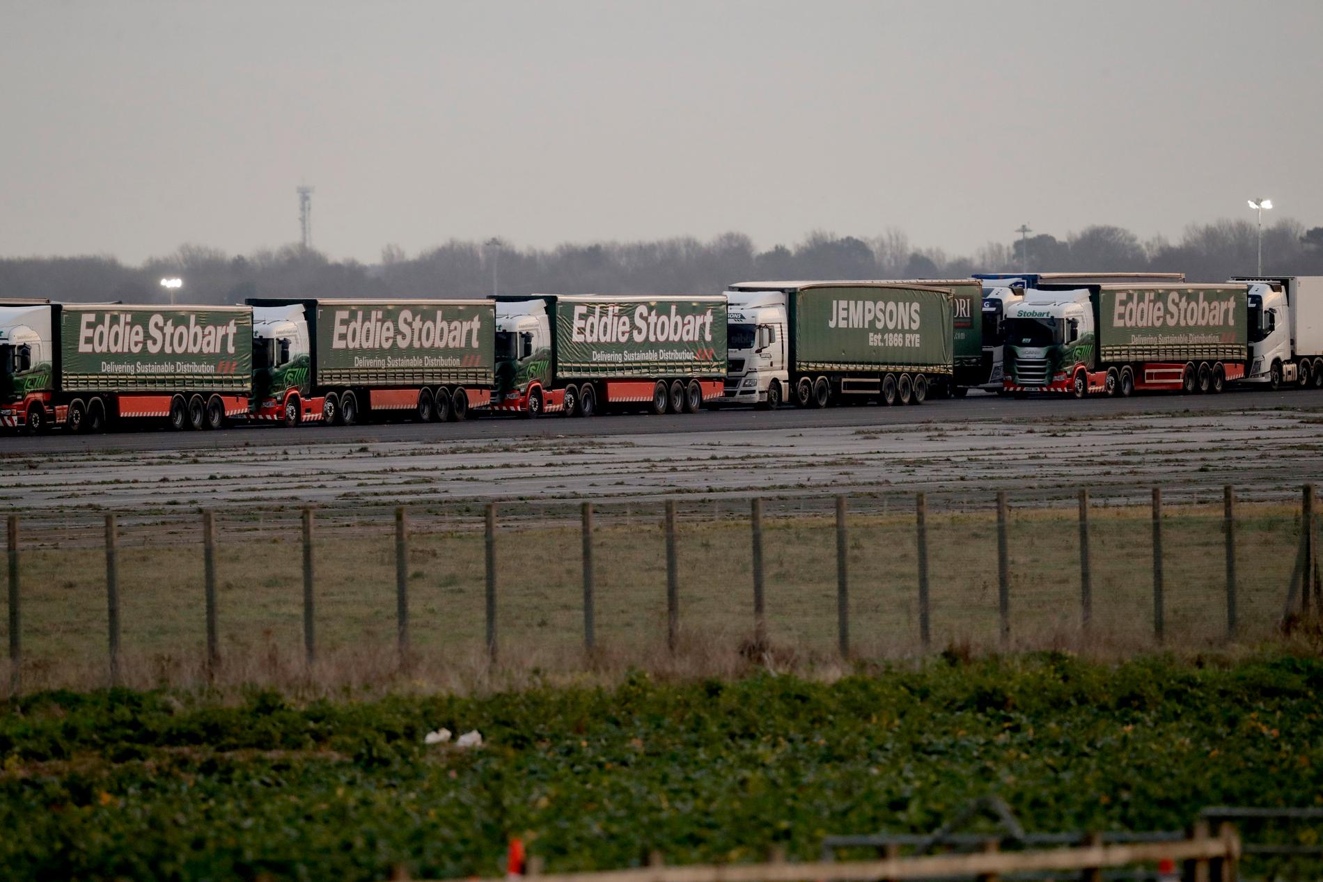 Lastbilar deltog nyligen i en låtsastrafikstockning för att öva inför möjlig överbelastning i hamnen i Dover i händelse av en avtalslös brexit.