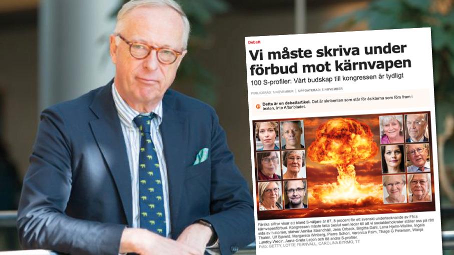 När hundra S-debattörer vill att Sverige ska skriva under förbudet mot kärnvapen, innebär det att hundra ledande socialdemokrater inte kan se skillnaden mellan demokratier och diktaturer. Replik från Gunnar Hökmark.