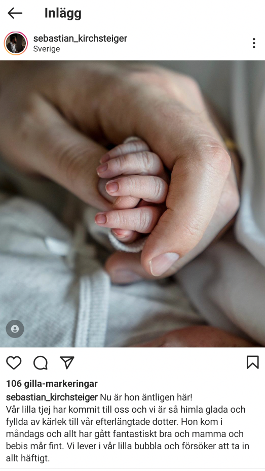 Ernst Kirchsteiger har blivit farfar. Det bekräftar hans son Sebastian Kirchsteiger på Instagram.