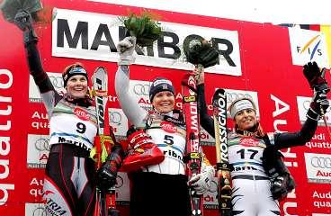 Slalom, 26 januari 2003, Maribor: 1) Anja Pärson, Sverige 1.38,98 2) Janica Kostelic, Kroatien +0,18 3) Nicole Hosp, Österrike +0,34