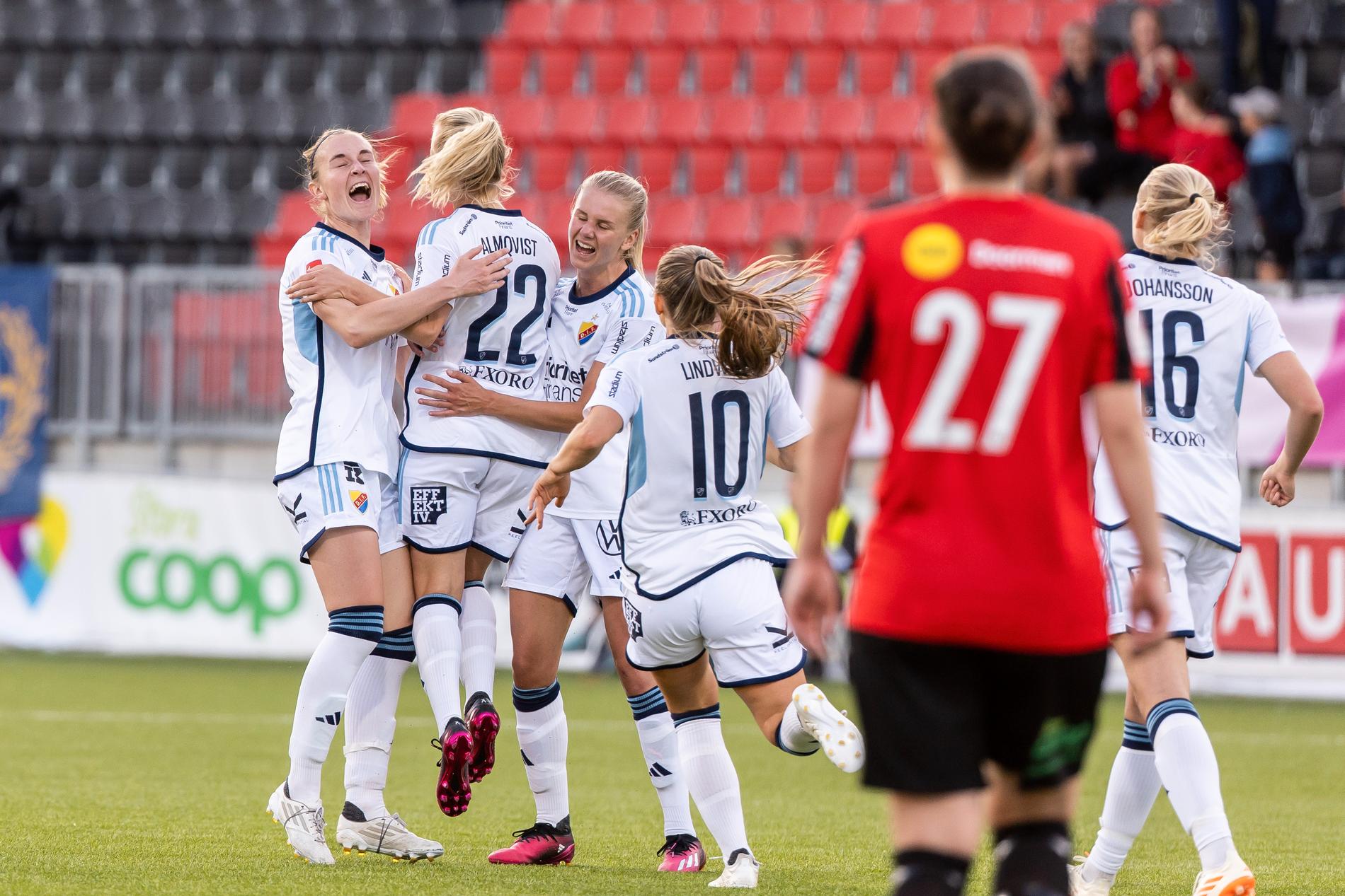 Jubel i Djurgården efter 2–0-målet.