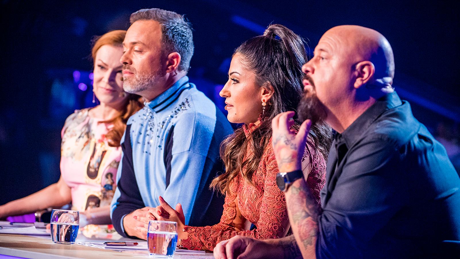 ”Idol”-juryn, från vänster Kishti Tomira, Alexander Kronlund, Nikki Amini och Anders Bagge.