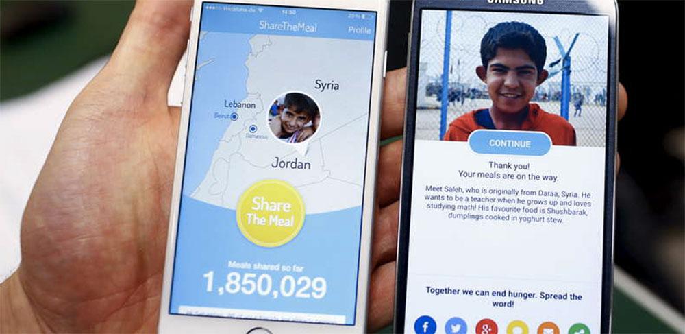 Genom appen ”Share the meal” kan människor skänka en måltid till syriska flyktingbarn.