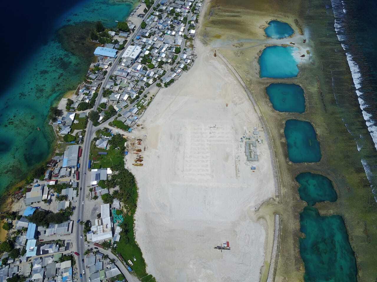 Här är området där Marshallöarna vill bygga en fotbollsstadion.
