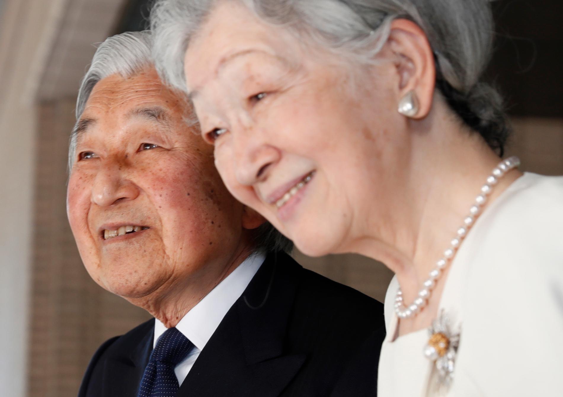 Kejsare Akihito och kejsarinna Michiko har varit gifta i 60 år. Arkivbild.