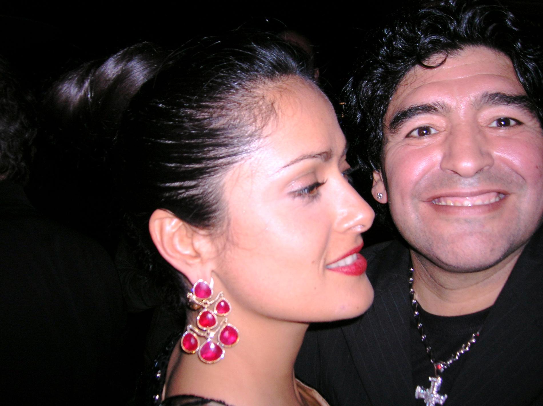 Filmfestivalen i Cannes 2005. Salma Hayek, skådespelare Mexiko och Diego Maradona.