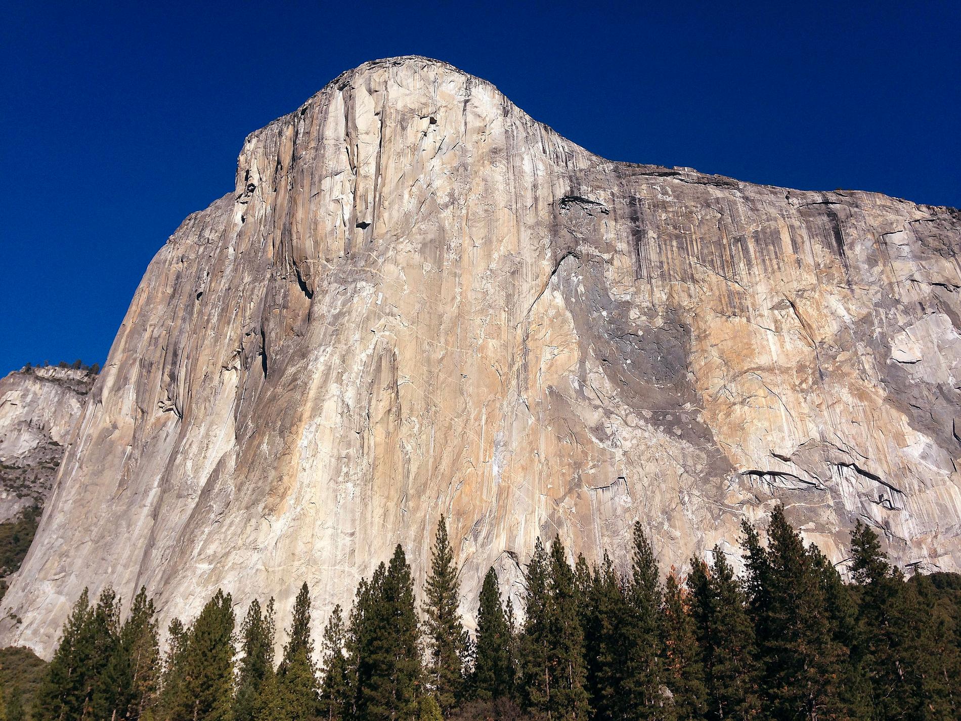 Klippformationen El Capitan i nationalparken Yosemite. Arkivbild.