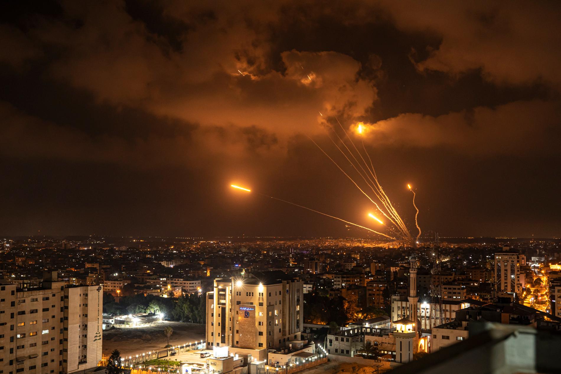 Raketer i Gaza avfyrade mot Israel.