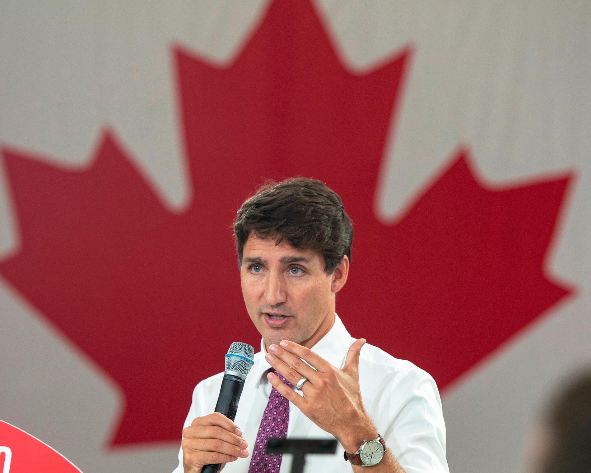 Justin Trudeau i talartagen i Mississauga.