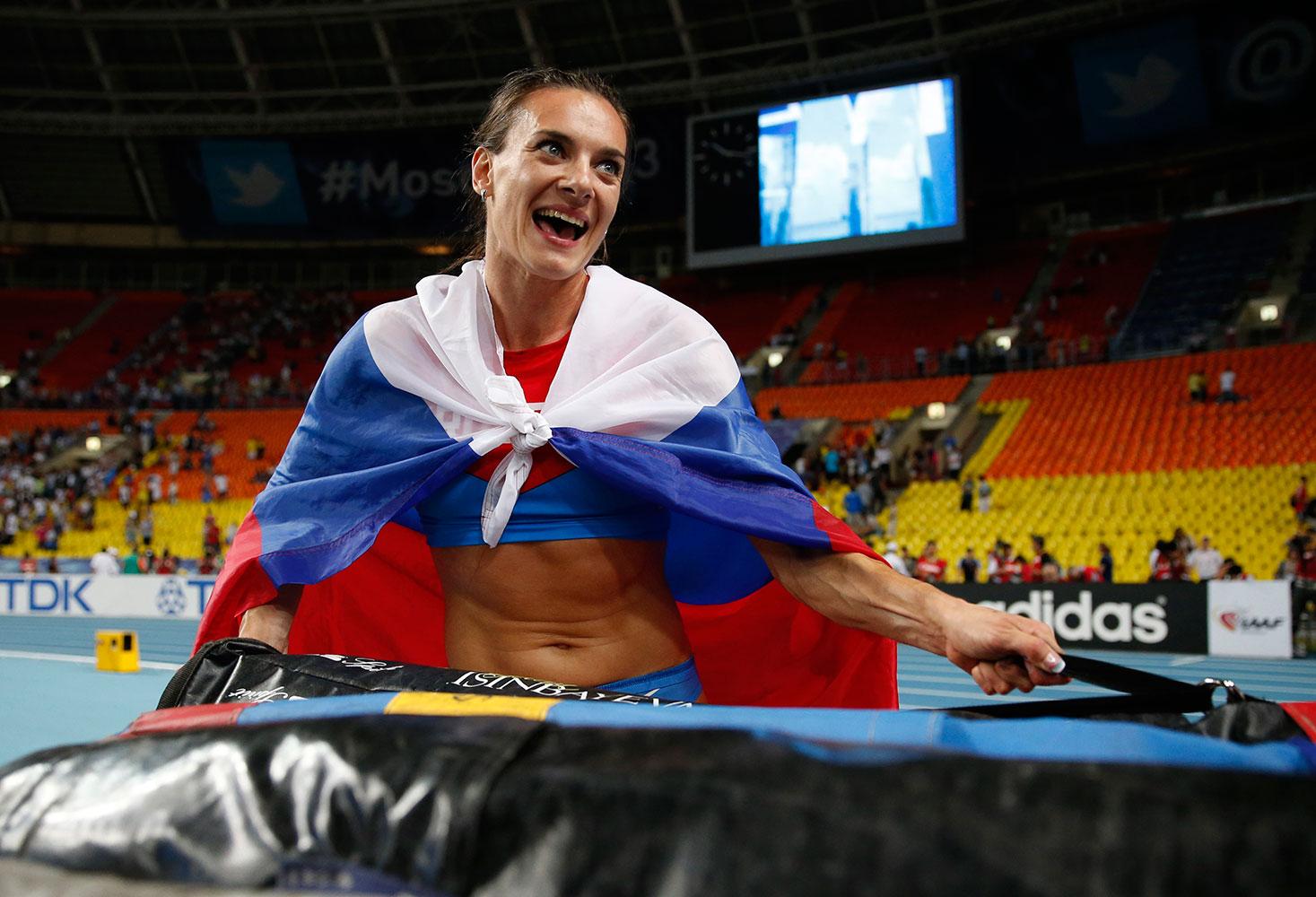 Isinbajeva kan komma att behöva byta ut den ryska flaggan mot OS-flaggan under OS i Rio till sommaren.