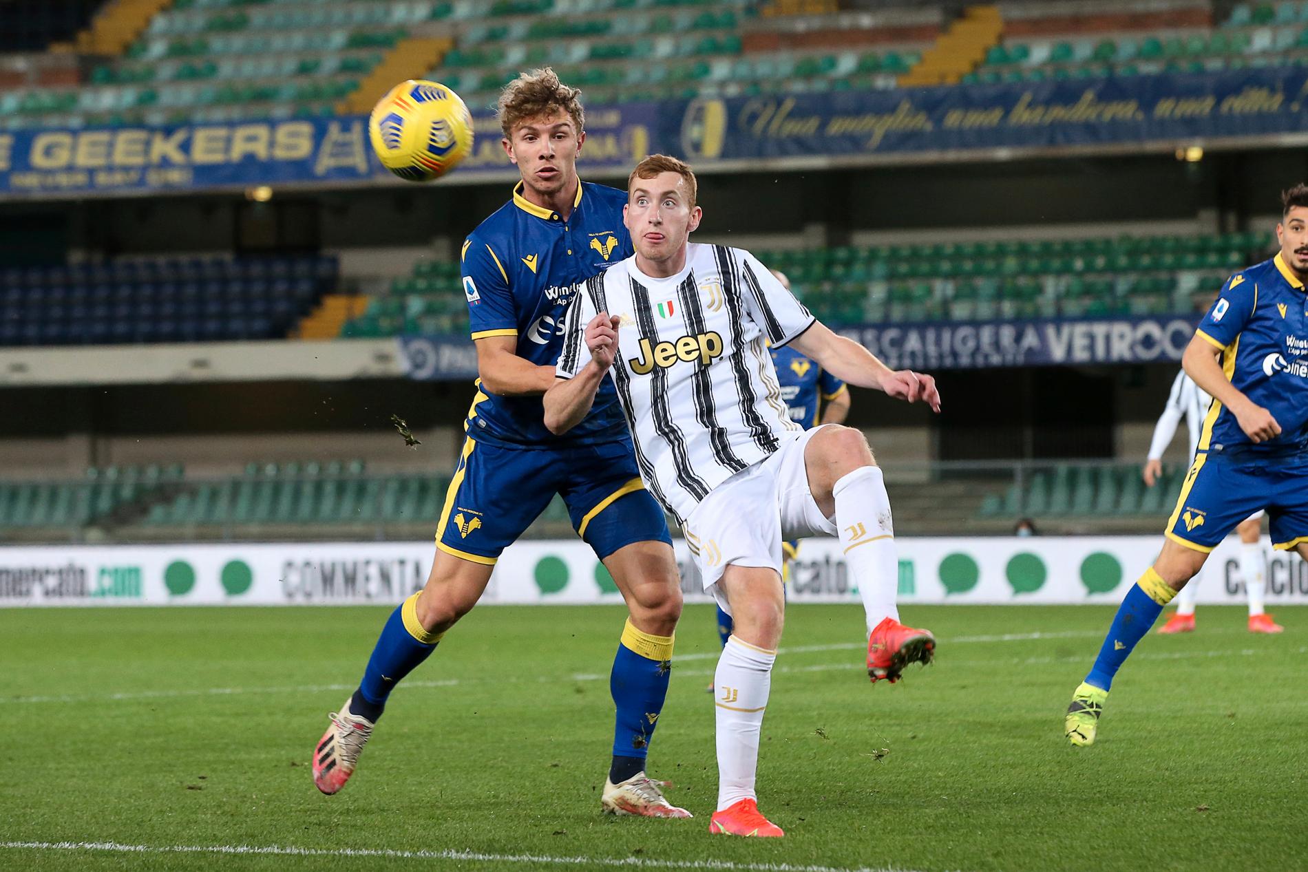 Dejan Kulusevski spelade hela matchen när hans Juventus spelade 1--1 mot Hellas Verona.