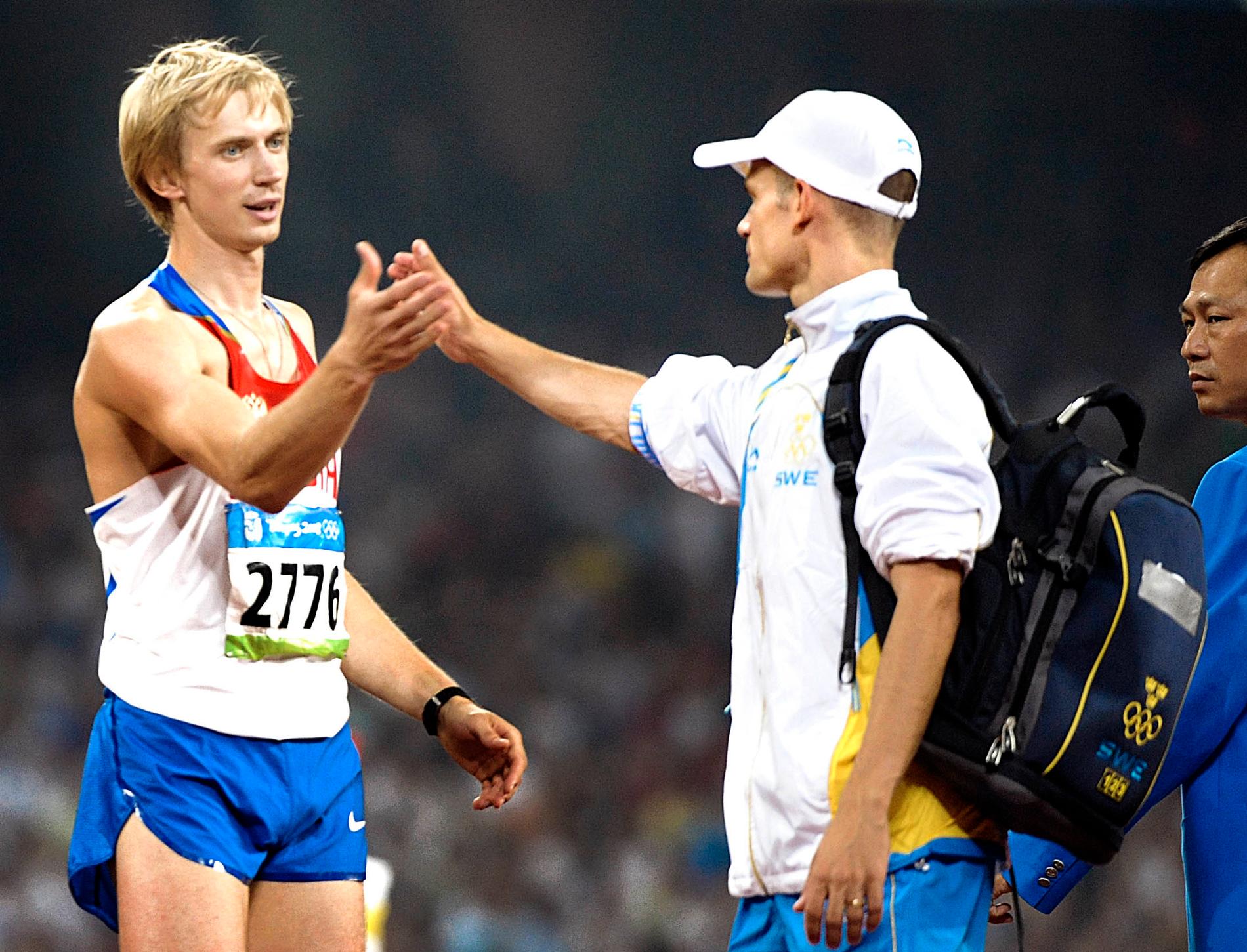 Stefan Holm hade två ryssar före sig i OS 2008, bland annat ryssen Andrej Silnov som tog guld.