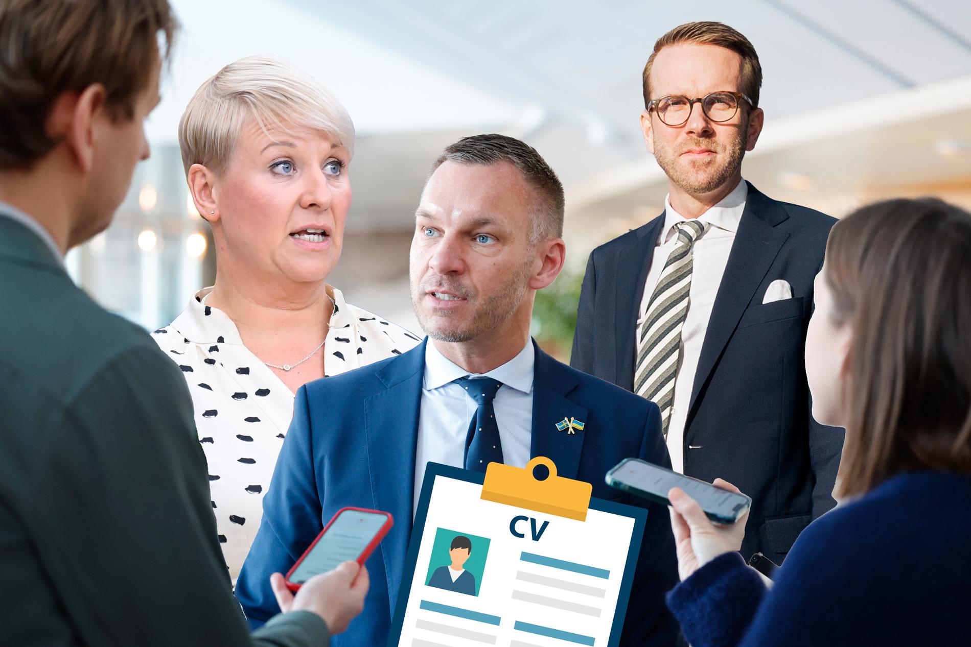 Anna Tenje (M), Erik Slottner (KD) och Andreas Carlson (KD) har haft felaktiva cv:n på riksdagens hemsida. Bilden är ett montage.