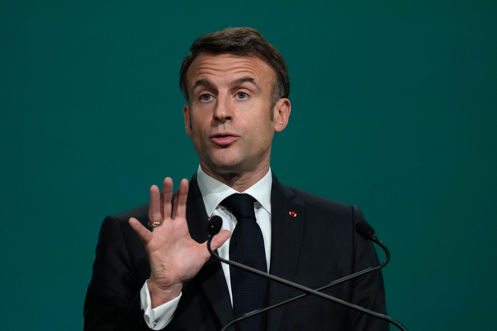 Frankrikes president Emmanuel Macron har uppmanat Israel att undvika handlingar som kan leda till en upptrappning av kriget mellan Israel och Hamas – framförallt vad gäller Libanon. Arkivbild.