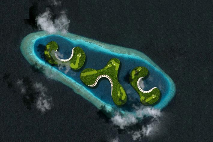 Golfbanan består av 6-10 öar, som rymmer 2-3 hål vardera.