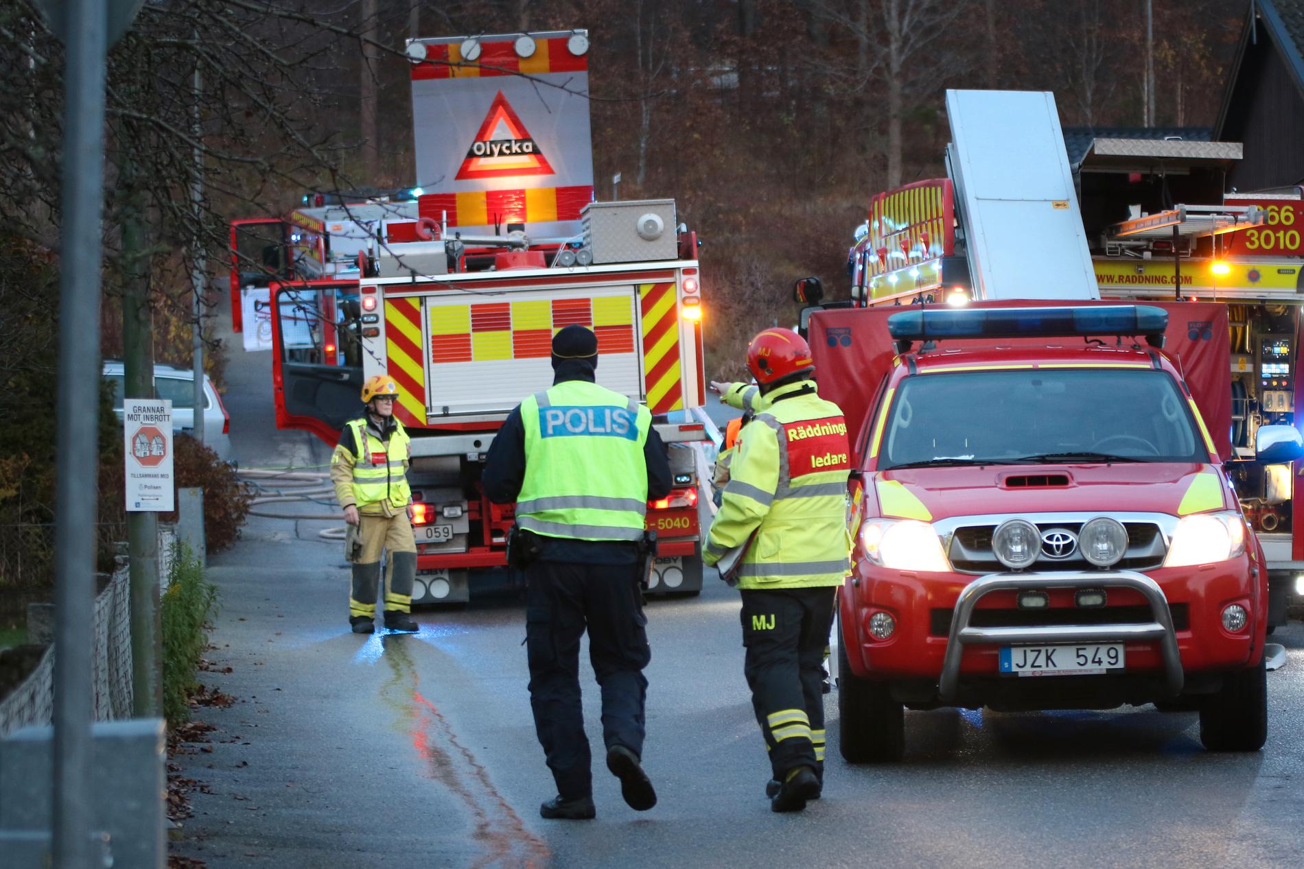 Räddningspådraget vid villabranden i Olofström.