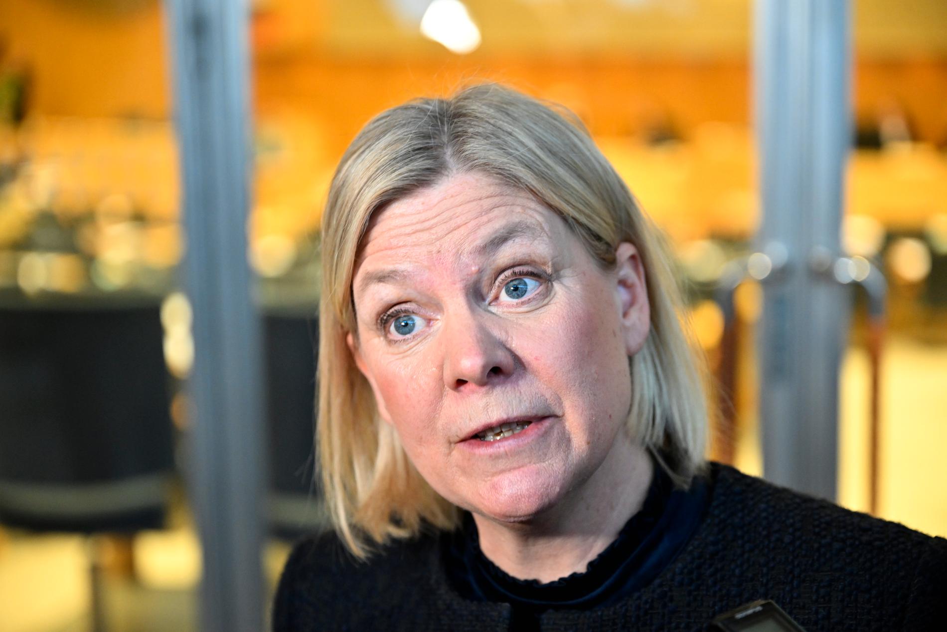 "Nu finns de här diskussionerna, sätt på er ledartröjan och kör", uppmanar S-ledaren Magdalena Andersson regeringen. Arkivbild.