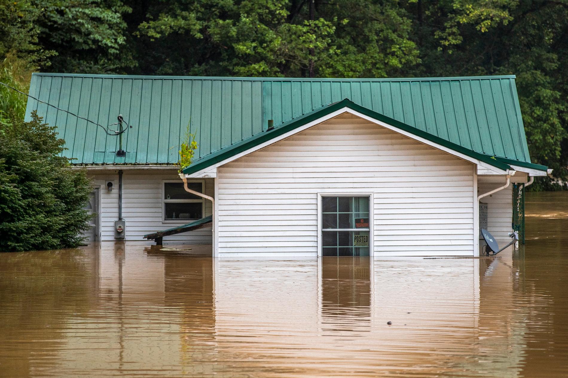 Hushåll översvämmade i Kentucky, USA, juli 2022. 