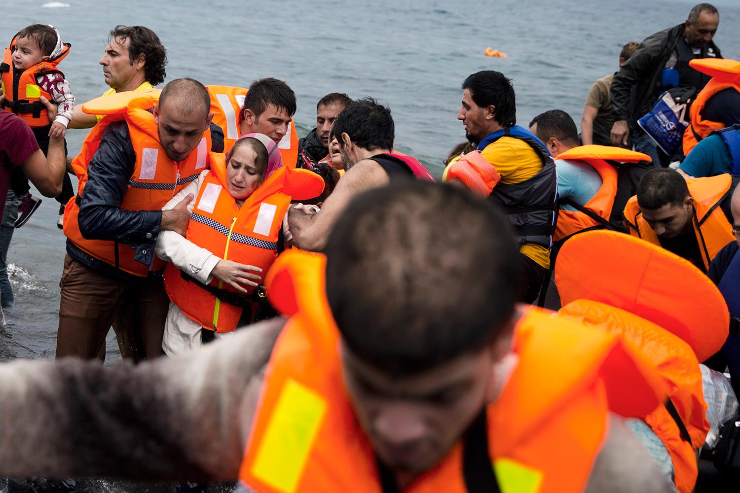 Syriska flyktingar på Medelhavet.