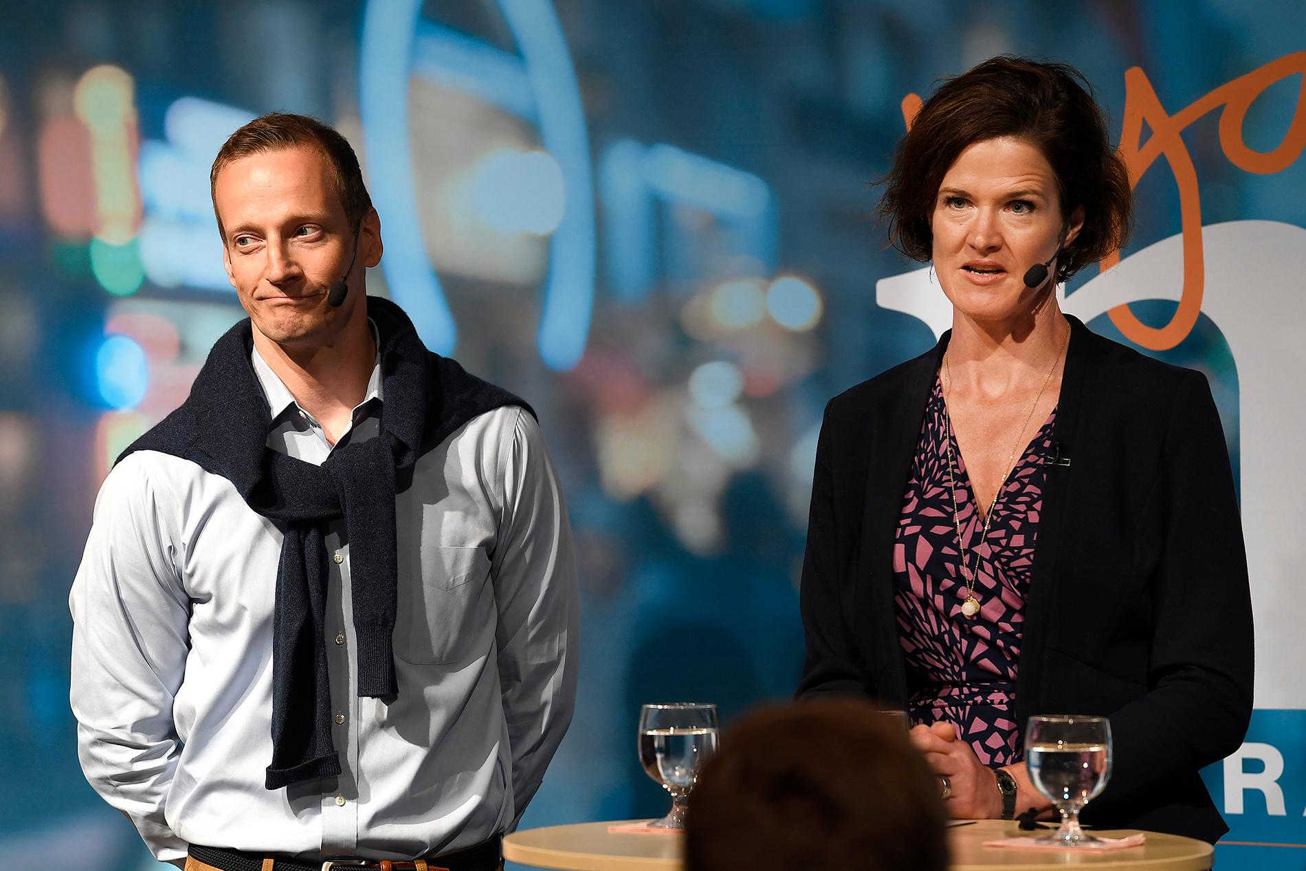 Moderaternas partisekreterare Anders Edholm och partiledare Anna Kinberg Batra.