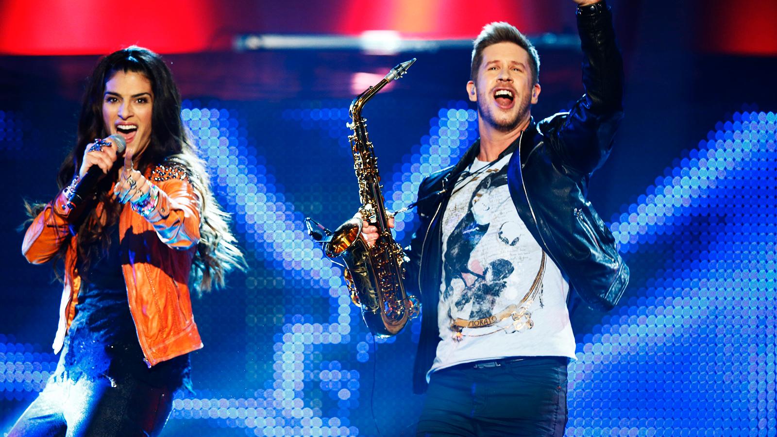Michael Feiner och Caisa Ahlrot tävlade i Melodifestivalen 2013