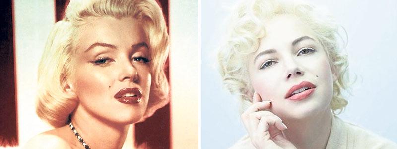 Originalet och kopian Michelle Williams (till höger) spelar Marilyn Monroe i ”My week with Marilyn”.