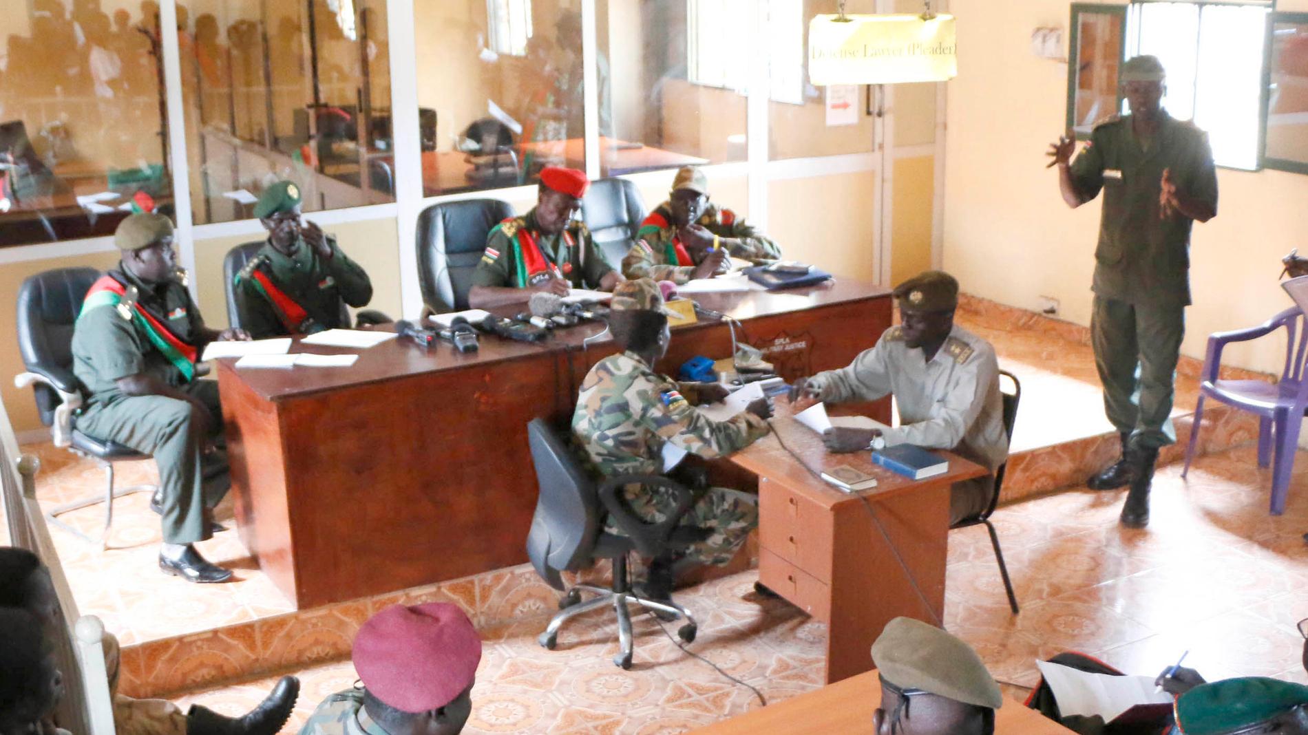 Rättegång mot sydsudanesiska soldaterna i Juba, maj 2017. Arkivbild.