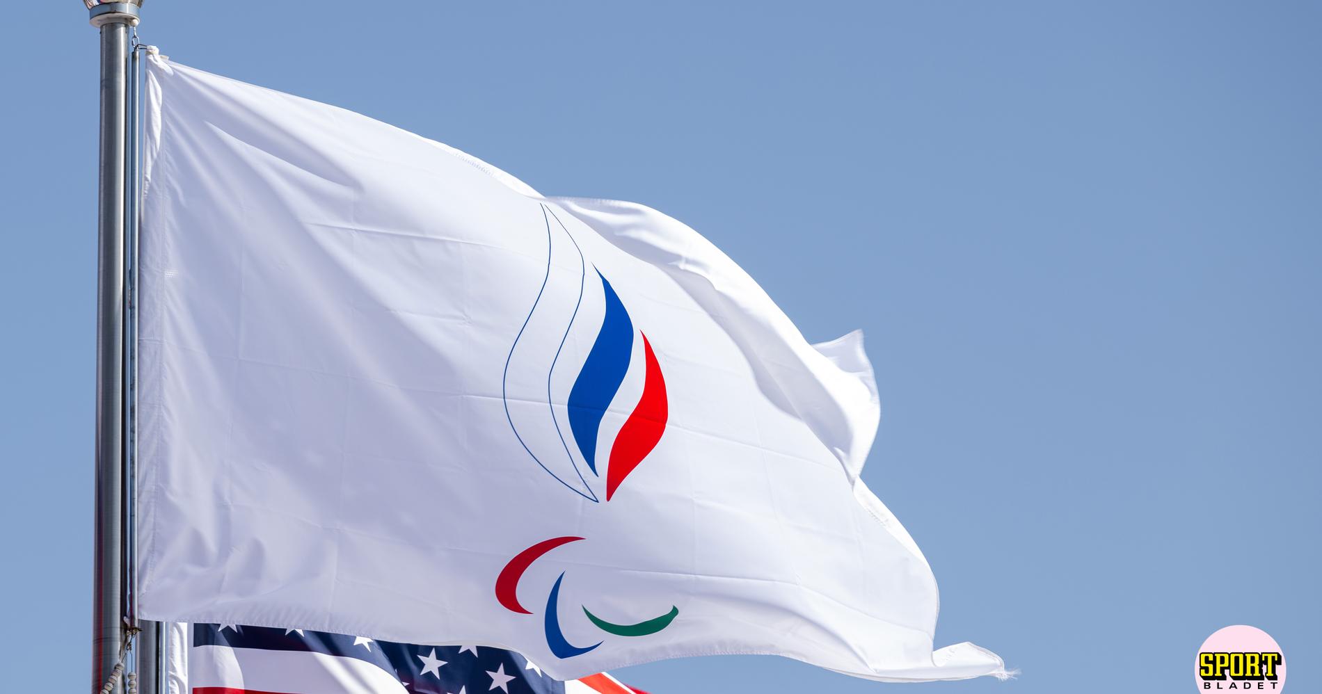 Ryska flaggan under Paralympics i Peking 2022.