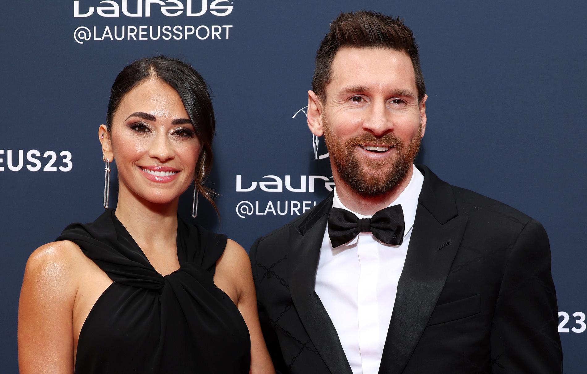 Leo Messi med sin fru Antonela.