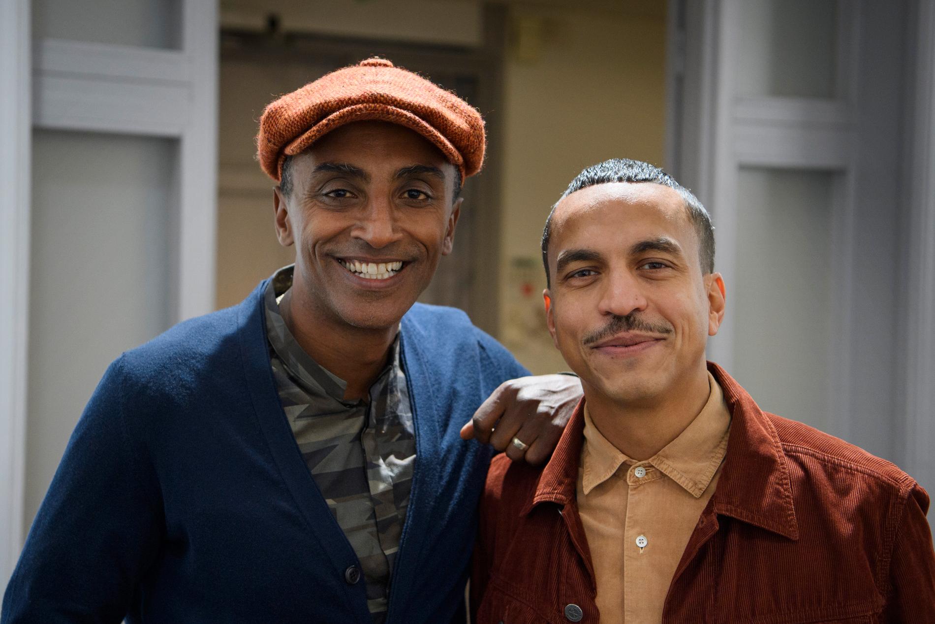 Stjärnkocken Marcus Samuelsson och artisten Jason ”Timbuktu” Diakité.