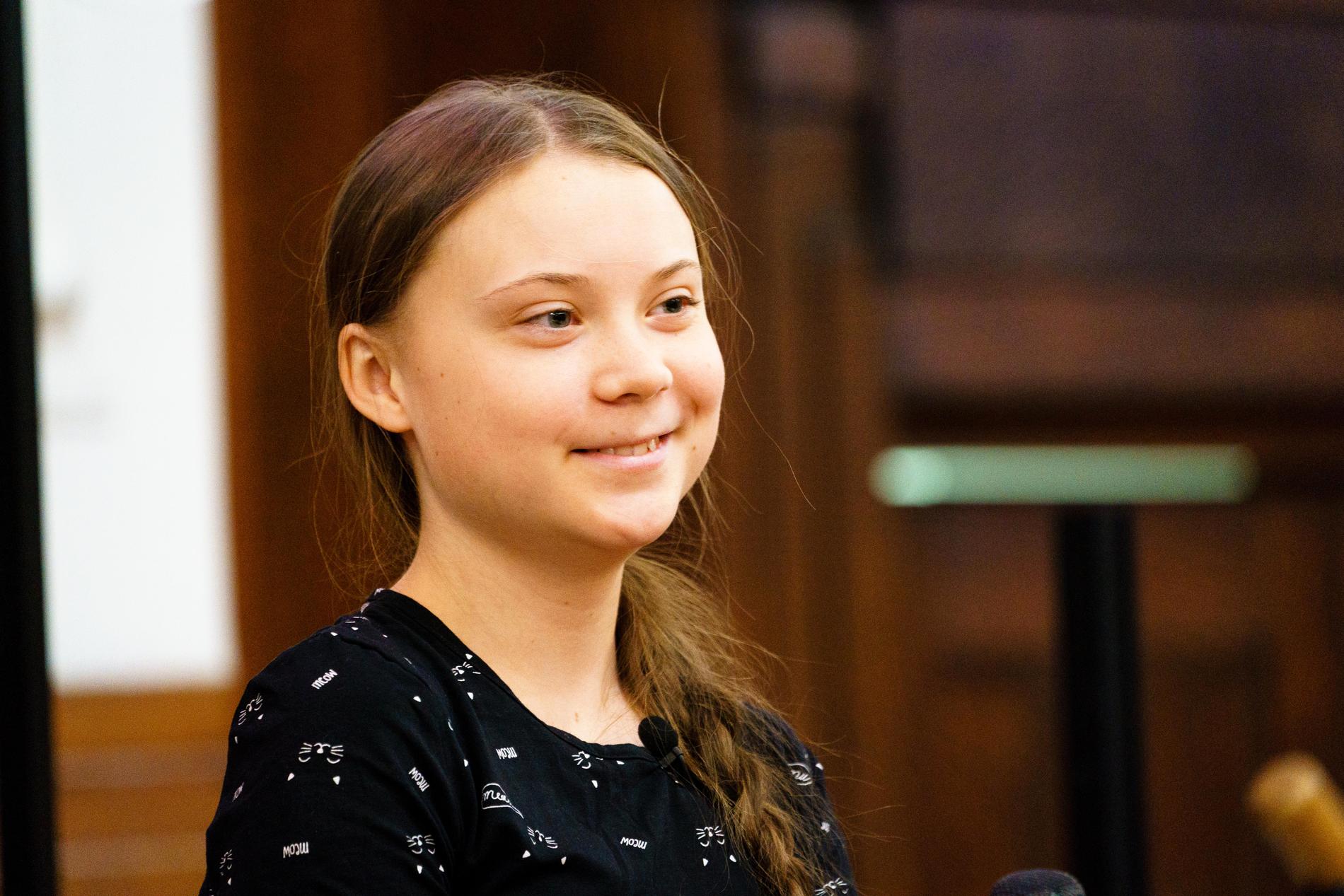 Greta Thunberg när hon höll tal i London.