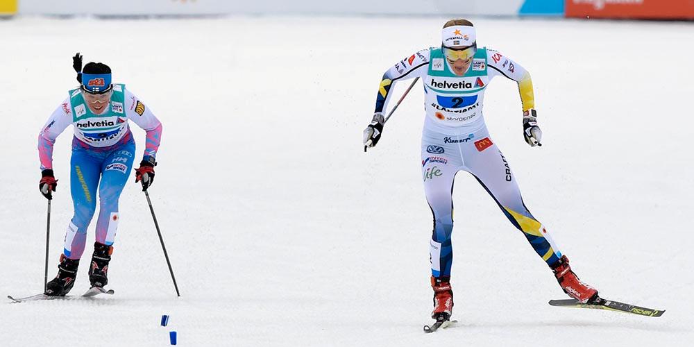 Stina Nilsson är skoningslös när hon tar sig förbi Pärmakoski på upploppet.