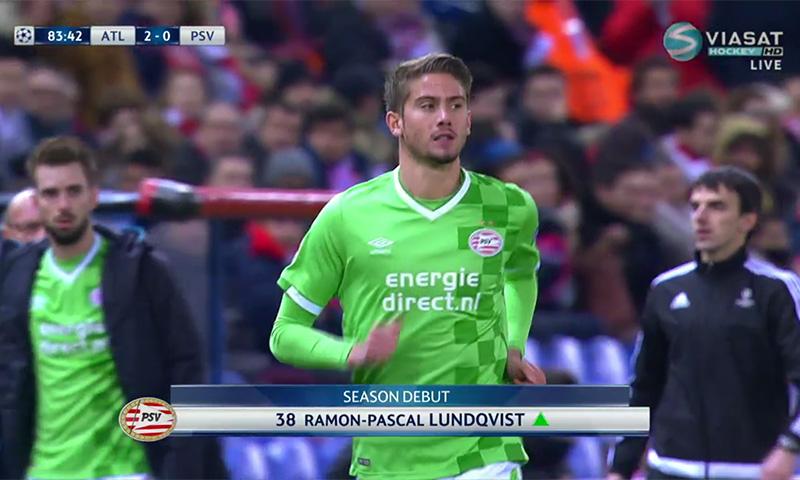 Ramon Pascal Lundqvist byts in mot Atletico Madrid.