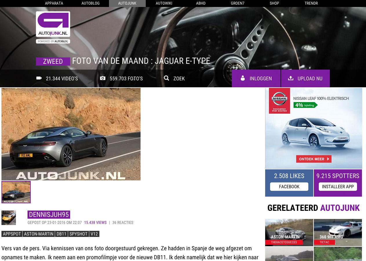 Autojunk-användaren dennisjuh95 är den som lagt upp bilden på Aston Martins nyhet.