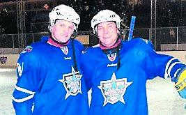 Tony Mårtensson och Magnus Johansson i KHL:s all star-match 2009.
