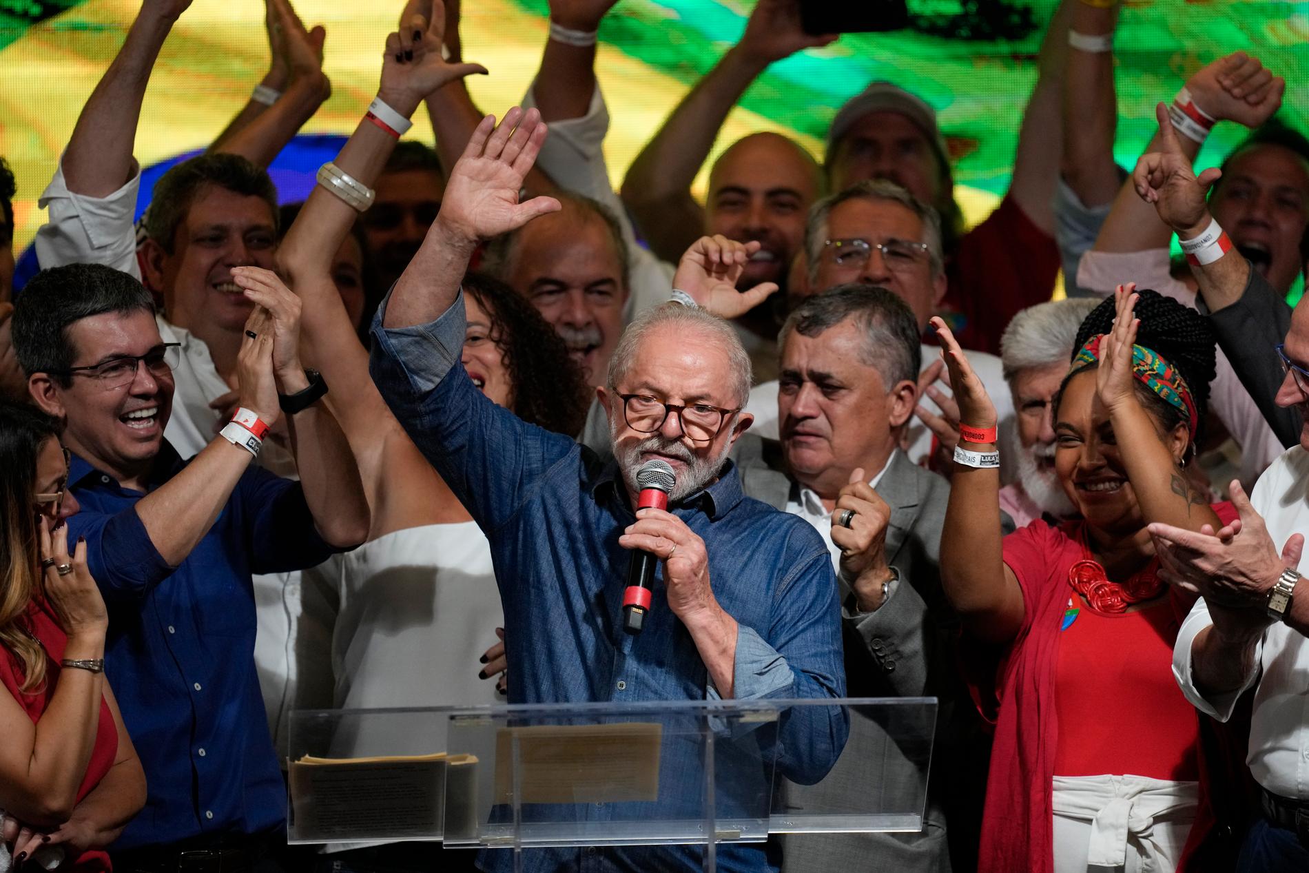 Luiz Inácio Lula da Silva höll segertal i São Paulo.