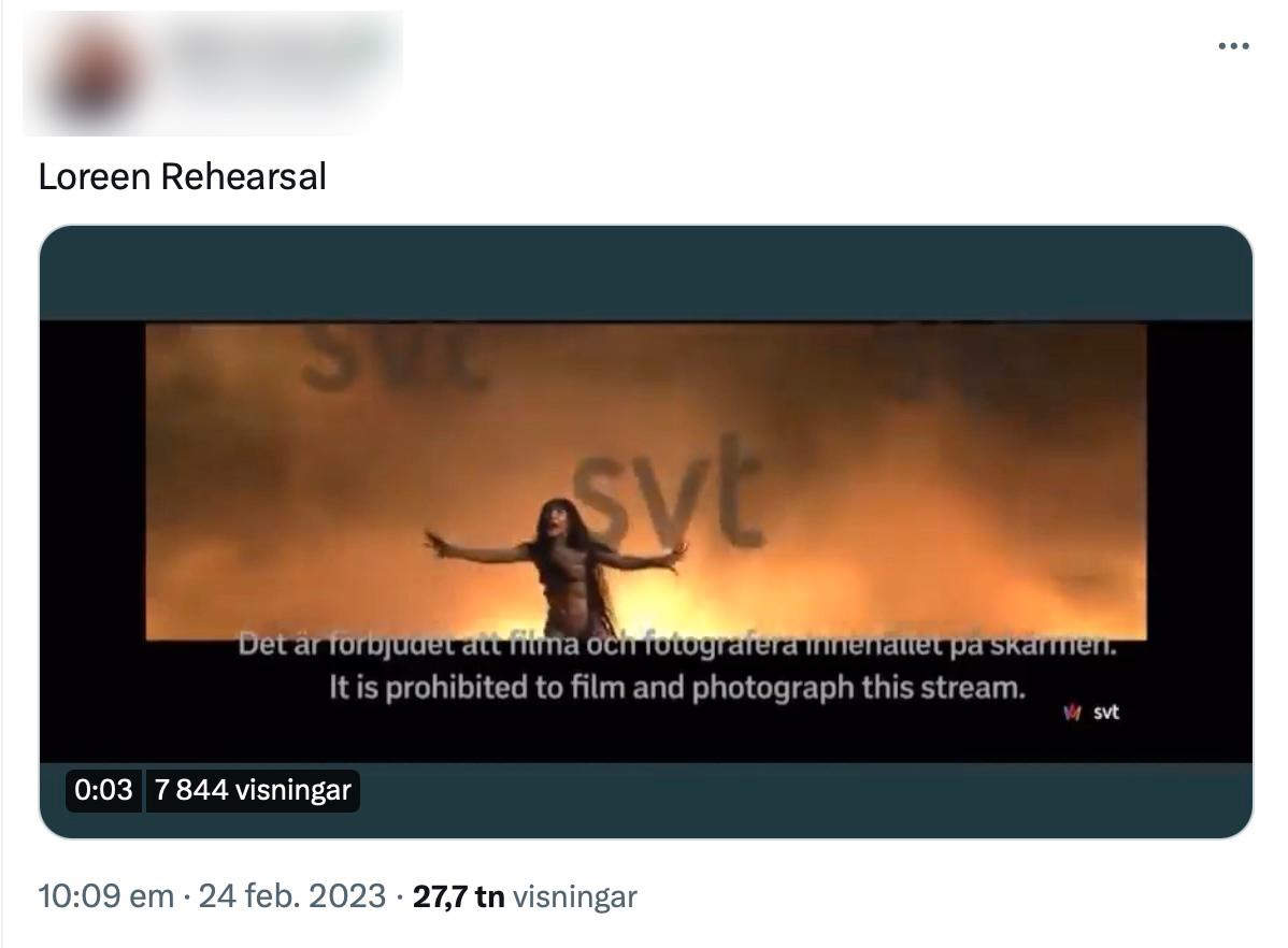 Någon har filmat av Loreens repetition, trots förbud, och sprider det på Twitter