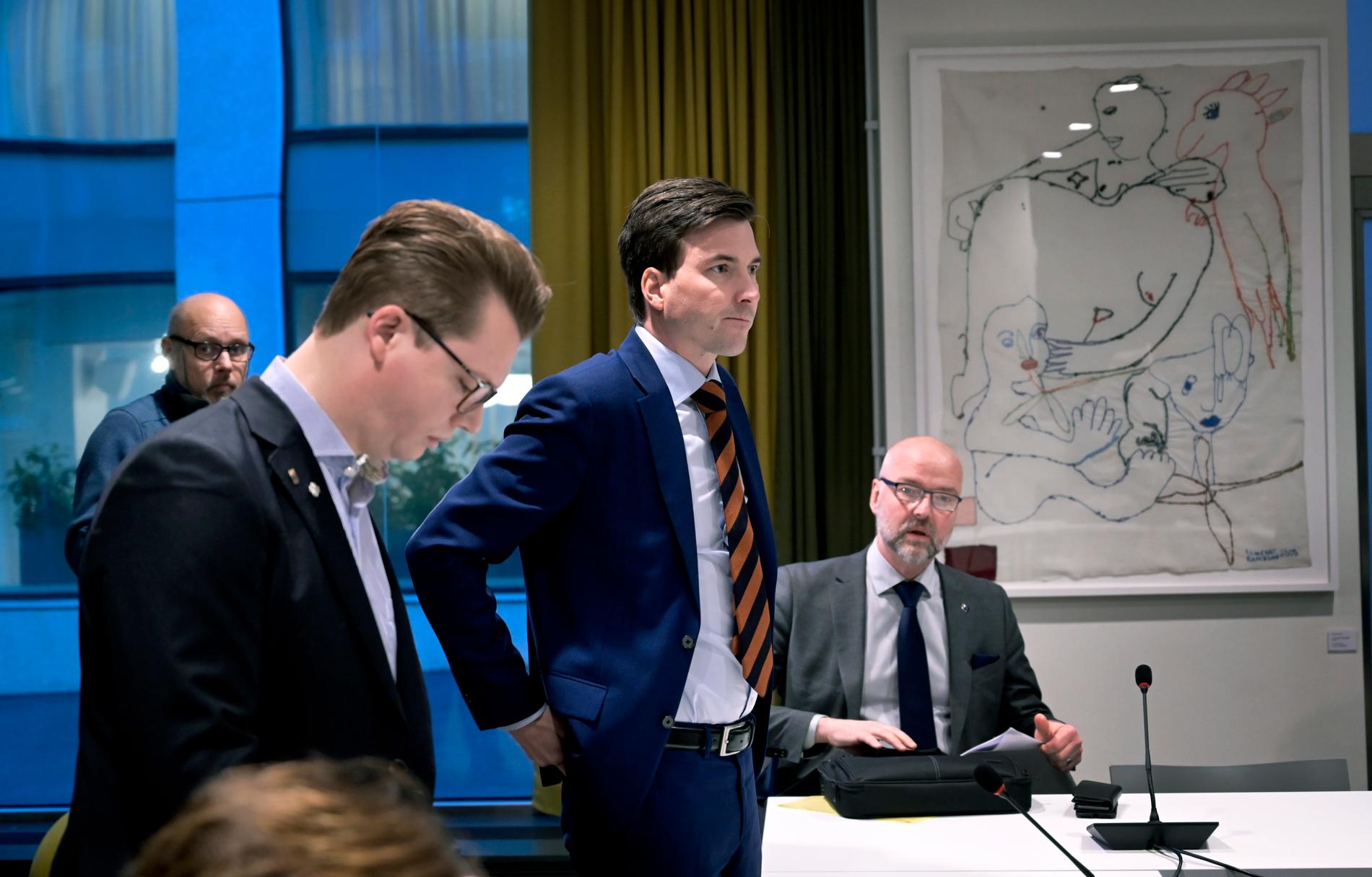 Östra Göinges kommunalråd Patric Åberg på Justitiedepartementet i Stockholm under tisdagens möte.