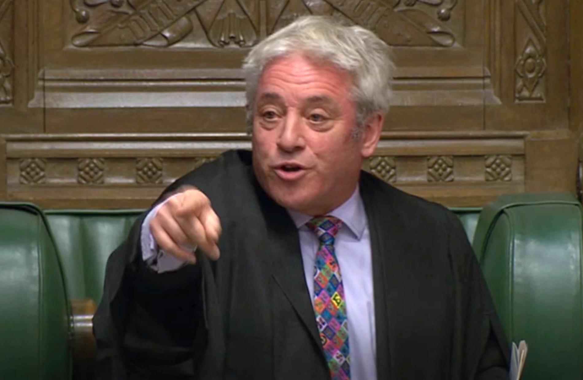 John Bercow, som varit talman i det brittiska underhuset sedan 2009 och som avgår från sin post under torsdagen, under en debatt den 21 oktober.