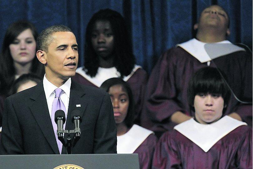 Gäsp Under president Barack Obamas avslutningstal på Kalamazoo central high school somnar en av eleverna.