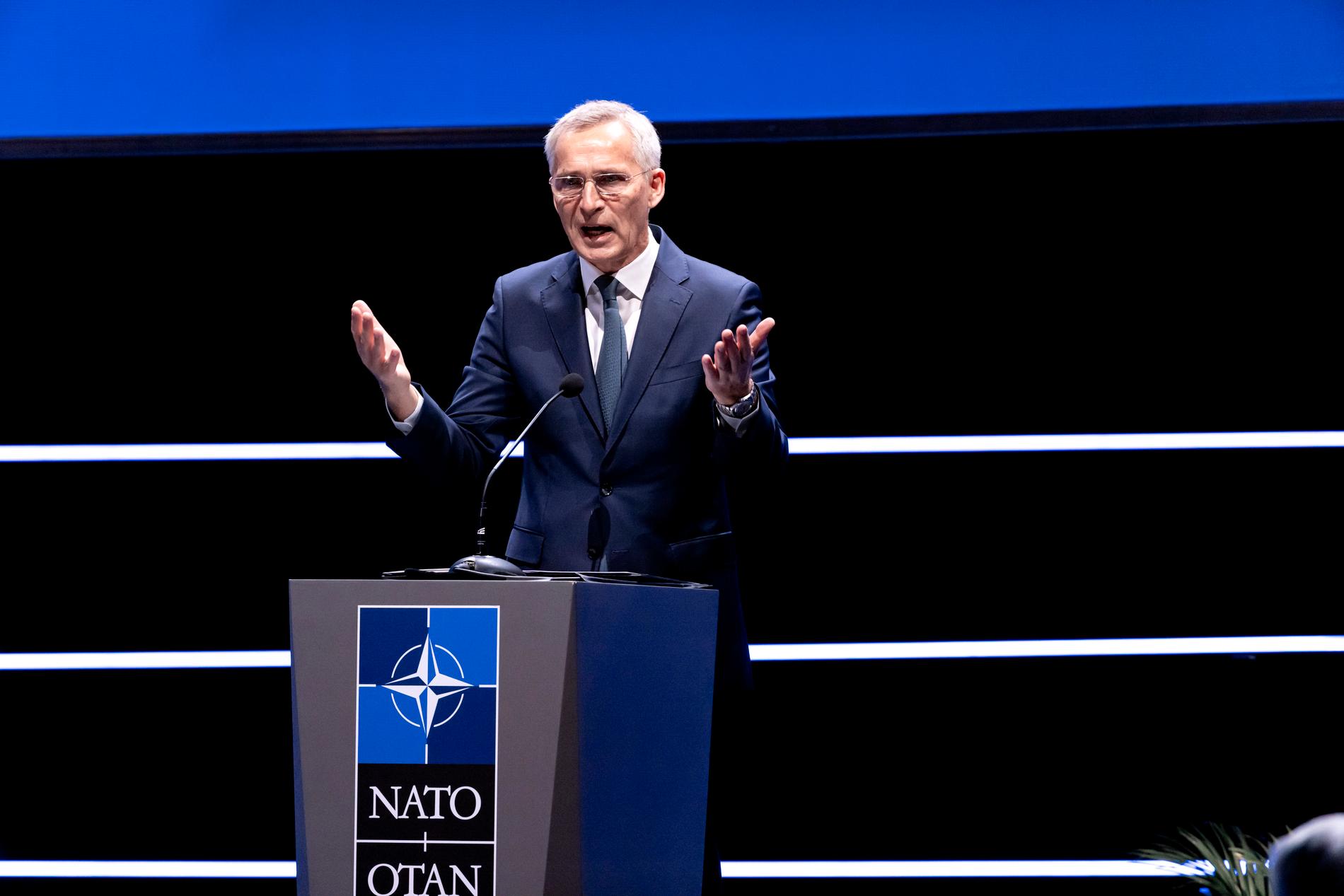 Generalsekreteraren Jens Stoltenberg var en av inledningstalarna på Nato Industry Forum under onsdagen.