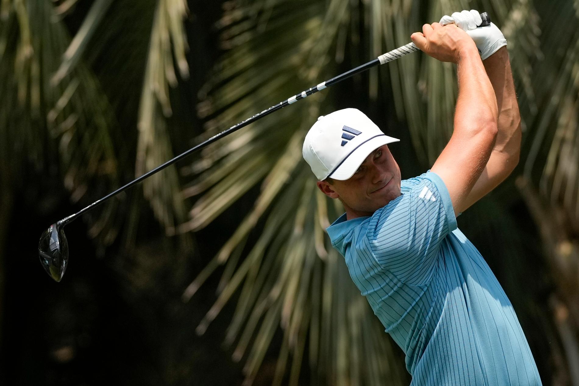 Ludvig Åberg under den tredje dagen av PGA-tourtävlingen i South Carolina.