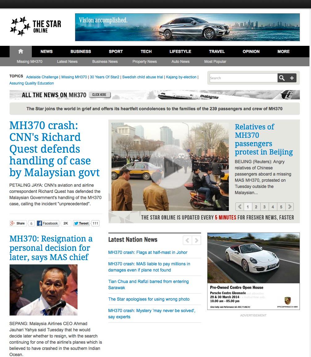 Malaysiska The Star skriver om landets myndigheter och att de försvaras av en journalist på CNN.