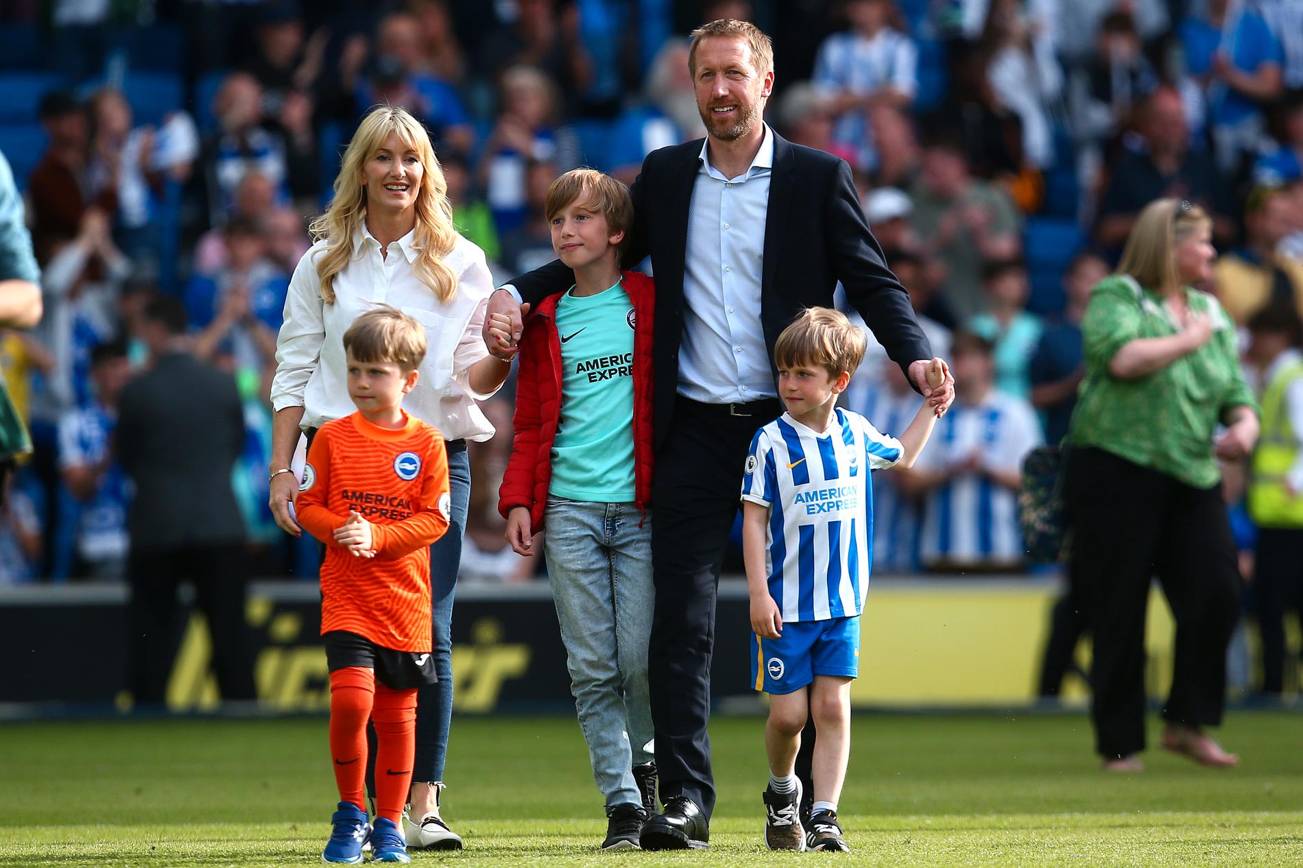 Graham Potter med familj när han avtackades som tränare i Brighton 2022.