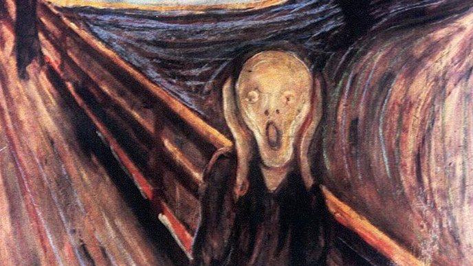 Edvard Munch "Skriet" från 1893. Arkivbild.