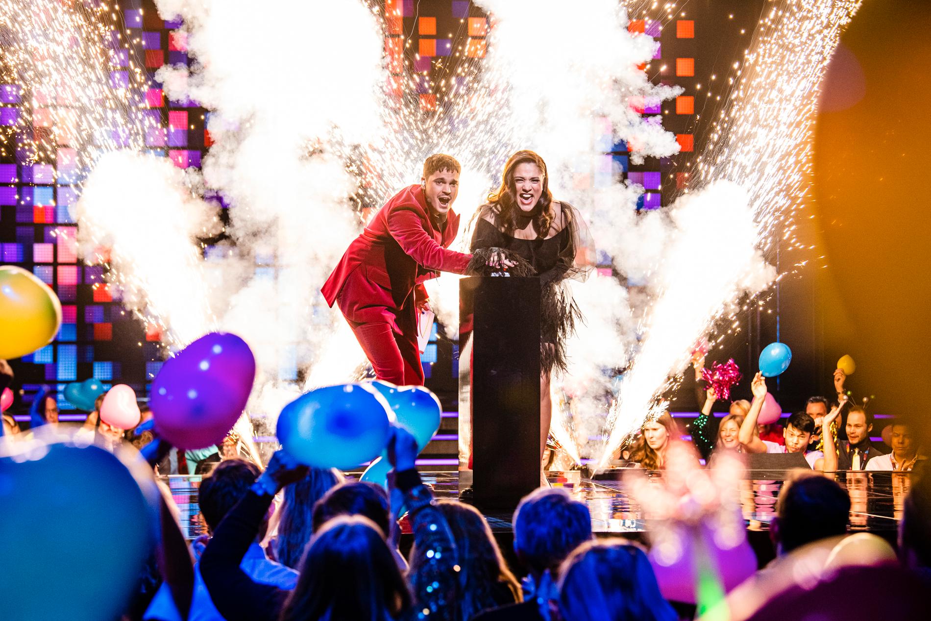 Farah Abadi och Oscar Zia i Melodifestivalen 2022.