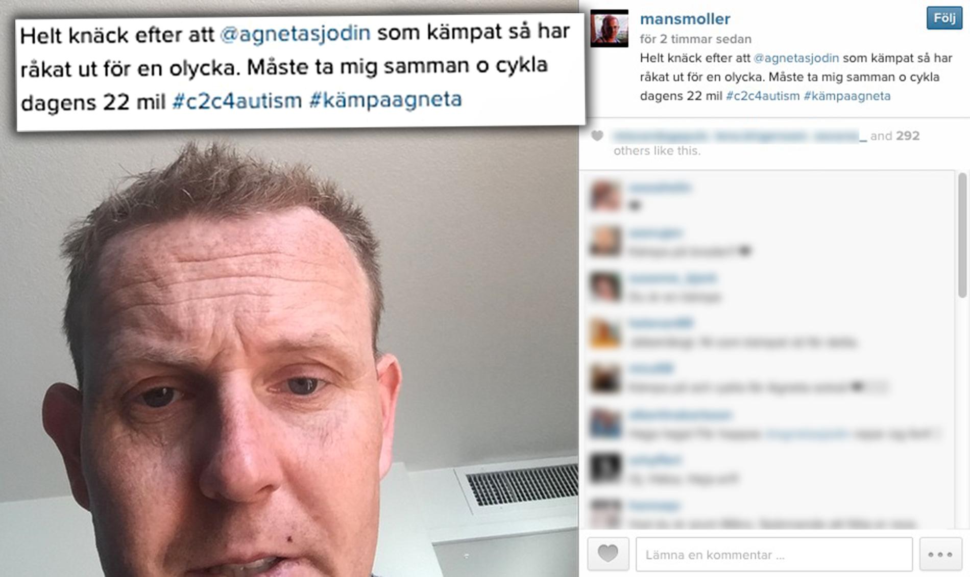 Måns Möller på Instagram efter olyckan