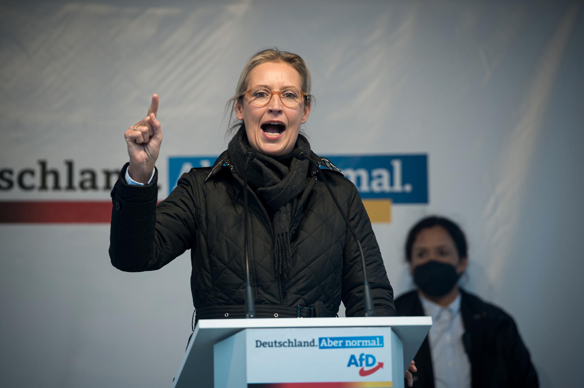 Alice Weidel, partiledare för Alternative für Deutschland (Alternativ för Tyskland).